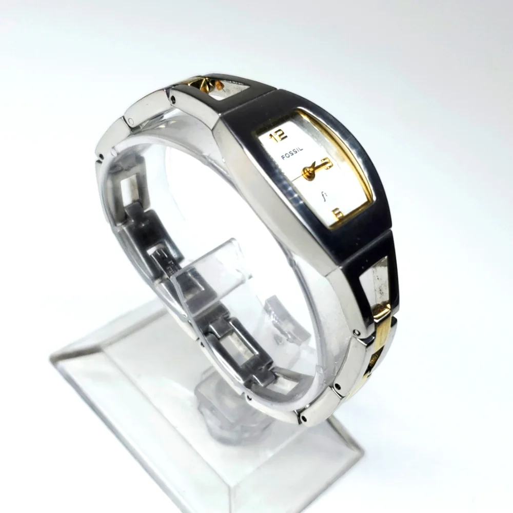 Vintage Fossil F² Watch ES9382 Gold Silver Band Watch